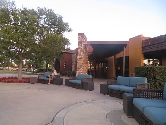 Outdoor patio at Market Broiler, ideal for networking and casual meetings.