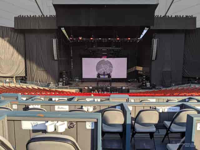 VIP Terrace at Shoreline Amphitheatre with stage setup for concerts and events.