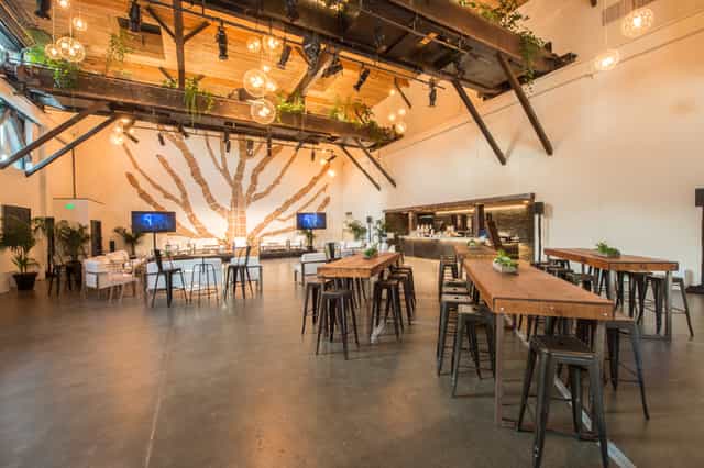 Mezzanine in The Pearl: industrial-chic event space with high ceilings for gatherings.