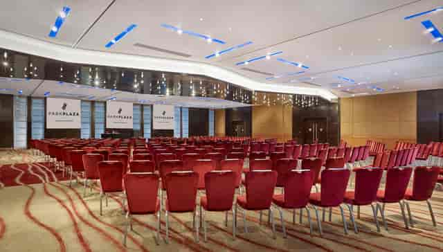 London Riverbank conference ballroom tiered seating event