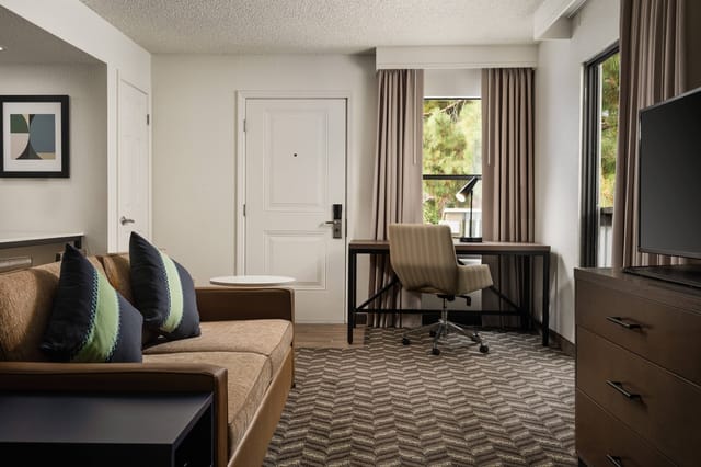 "Comfortable hotel suite in Residence Inn Sunnyvale for business travelers and events."