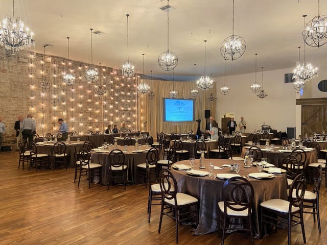 VIP Lounge in The Century, elegant tables for formal dinner and corporate events.