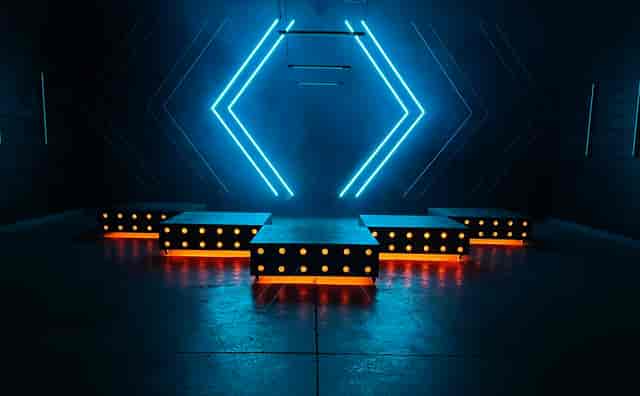 Illuminated Car/Light Tunnel with neon lighting for corporate events and performances.