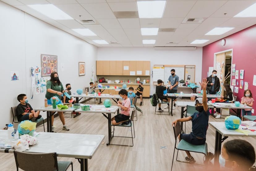 Vibrant classroom at La Salle Community Center for creative workshops and team-building events.