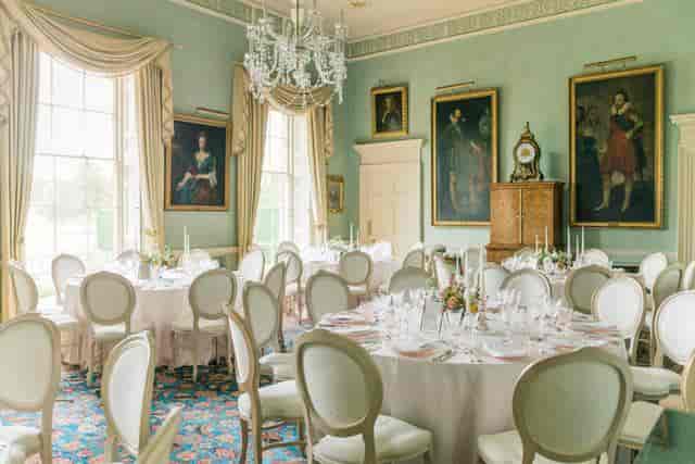 Elegant banquet hall at Courteenhall Estate, perfect for weddings and upscale events.