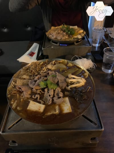 Hot pot meal in Boiling Point's dining area, perfect for networking events and team-building.