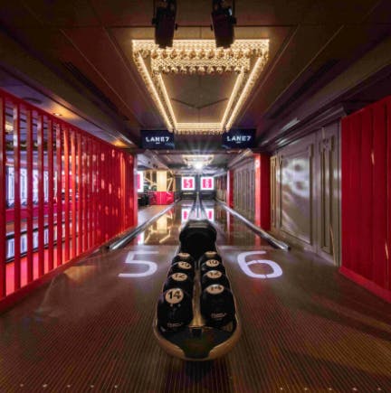 Vibrant bowling alley with sleek lanes for team-building and social events in Bath.