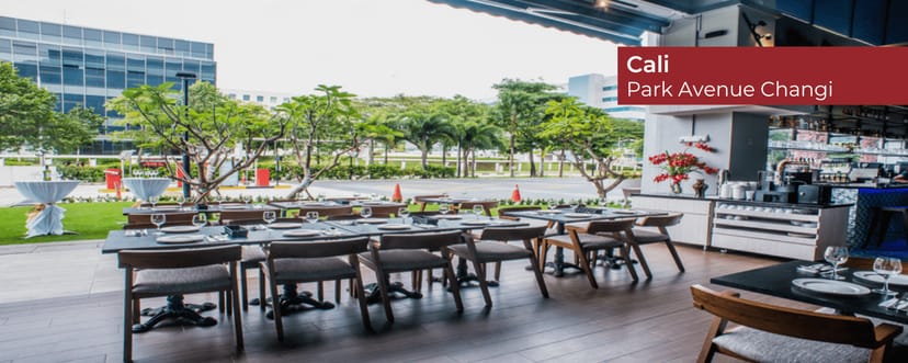 Modern outdoor dining at ZITIMAMA'S NTU, perfect for events and meetings.