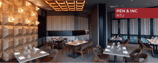 Modern dining space at PEN & INC NTU, perfect for intimate meetings and events.