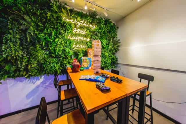 indoor glasshouse cafe