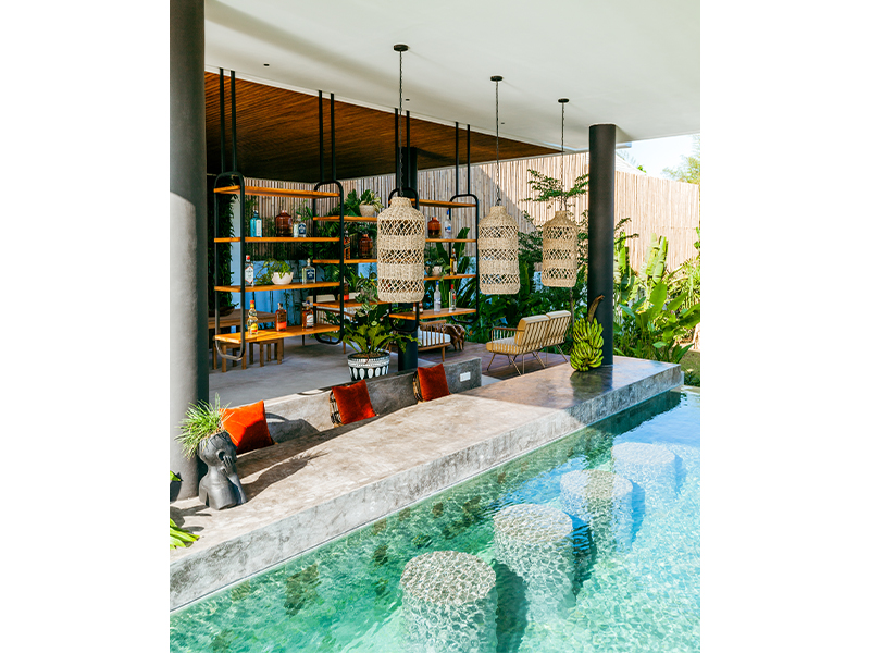 Stylish Pool Terrace at Mandala Club, ideal for networking events and intimate gatherings.