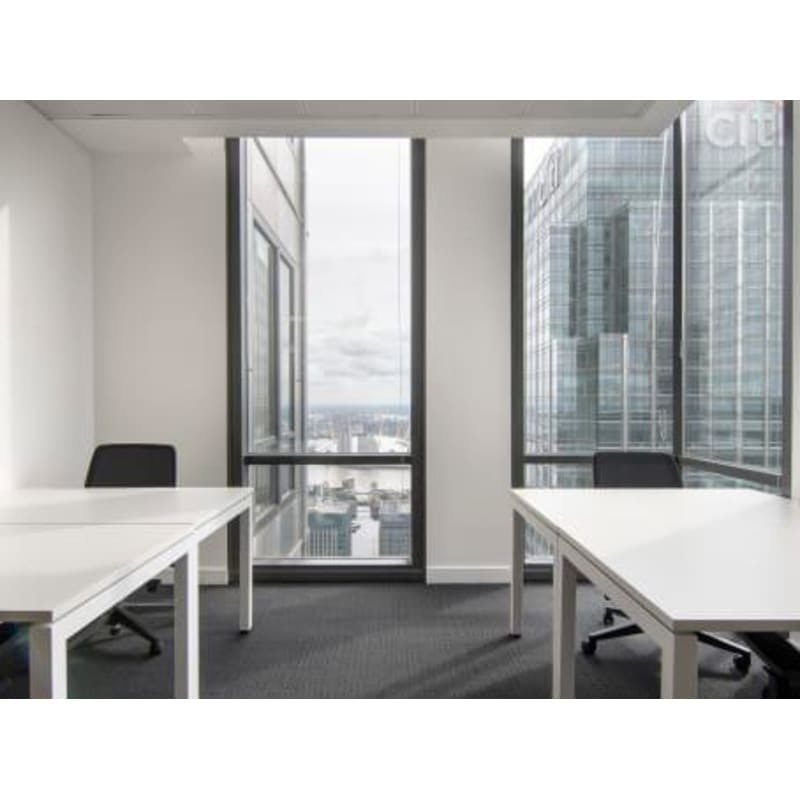 Modern meeting room with panoramic views in Signature by Regus, Canary Wharf, London.