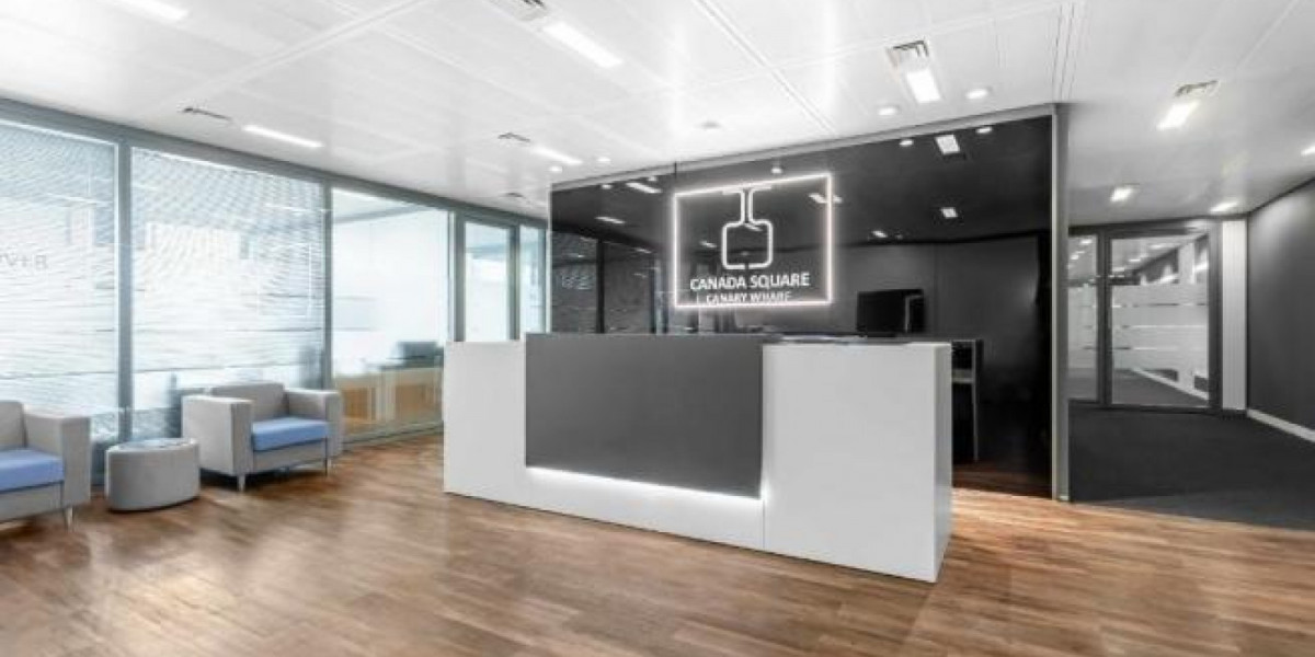Modern reception area in Virtual Offices, Canary Wharf - ideal for corporate events. - Banner