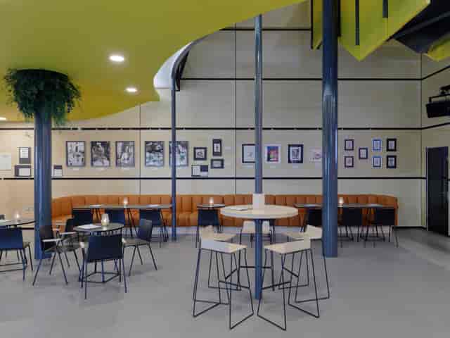 Modern event space in Contact Theatre Manchester with flexible seating for networking events.