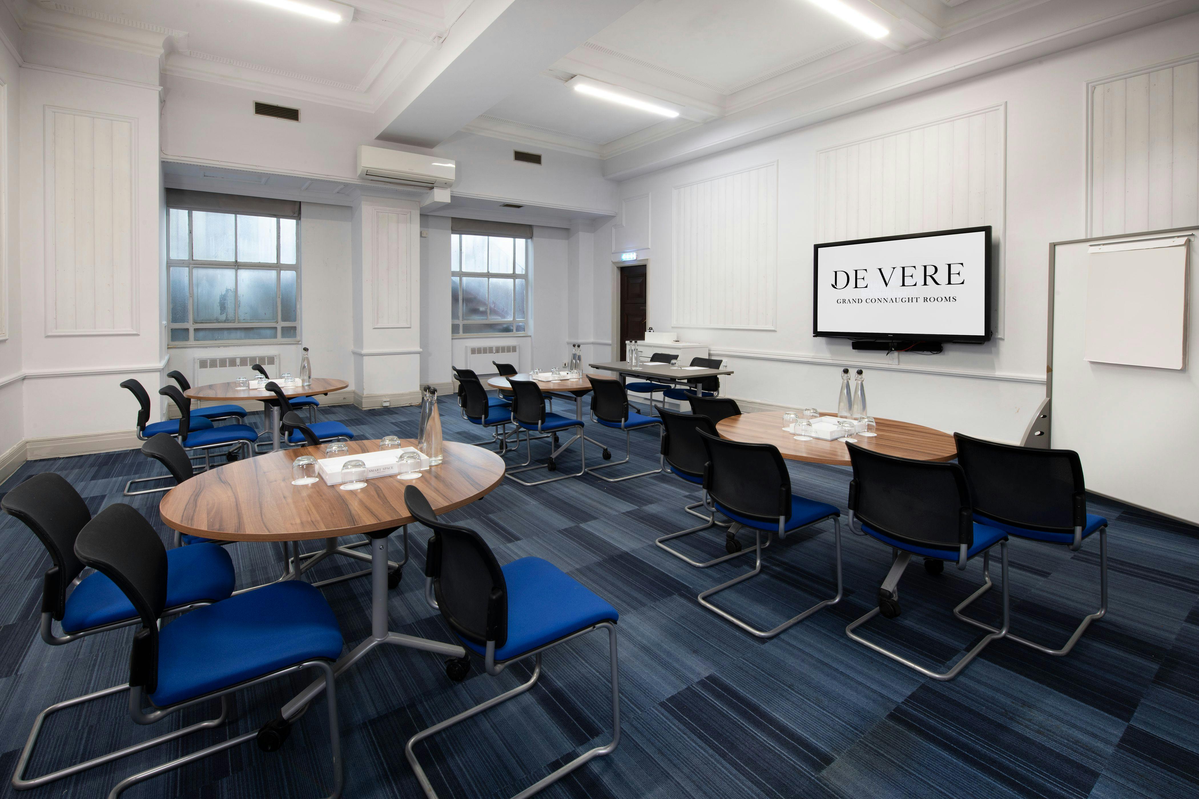 Derby Suite at De Vere Grand Connaught Rooms, ideal for workshops and conferences.