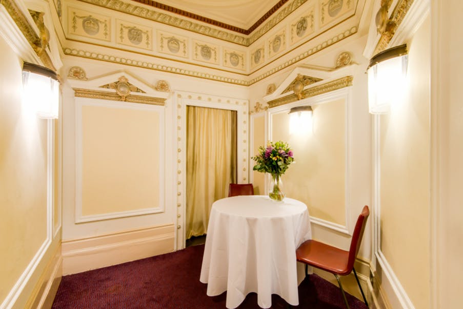 Elegant Harewood Room at London Coliseum, ideal for private meetings and events.