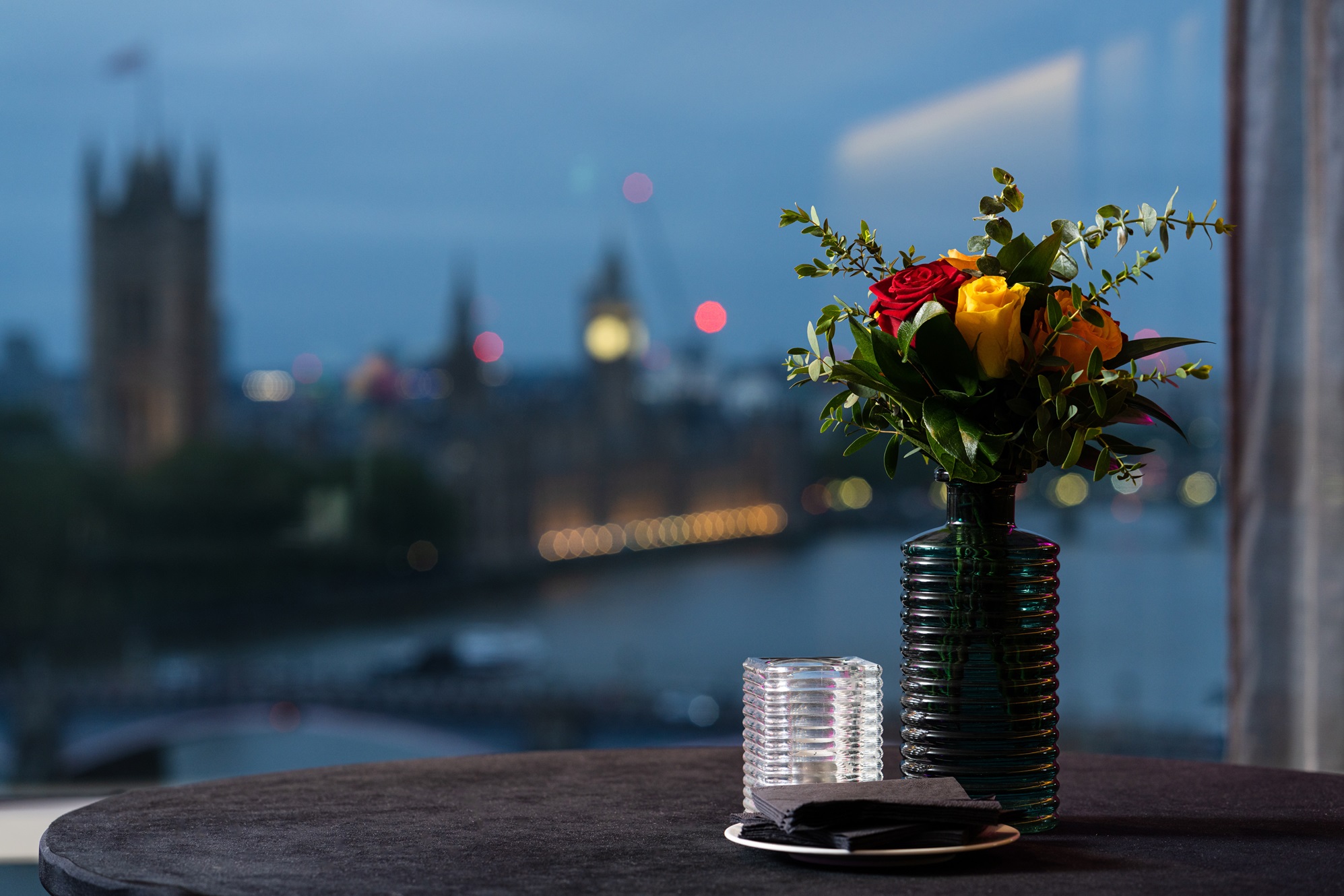 London event venue, Riverview Lounge, cityscape backdrop, corporate reception - Banner