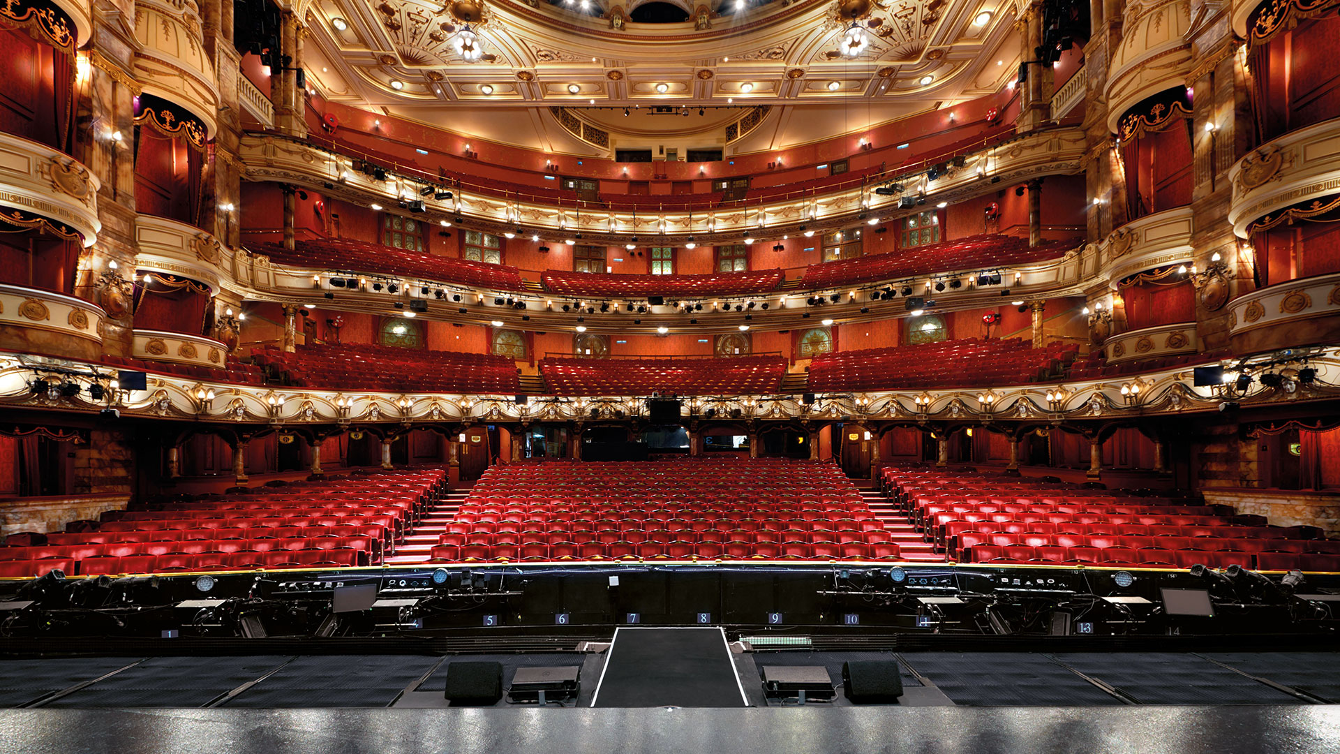 London Coliseum stage with ornate decor, perfect for performances and events. - Banner