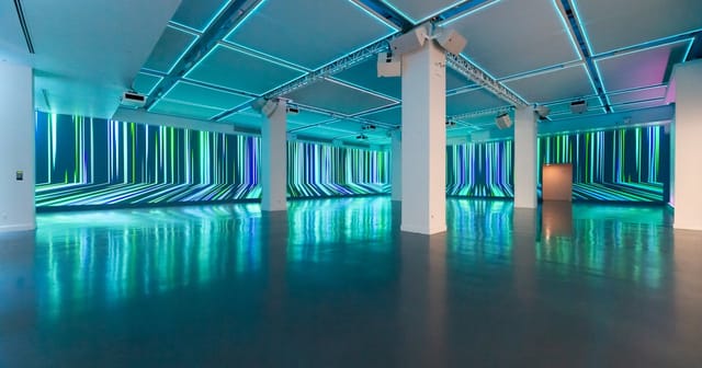 Modern event space in Lavan 641 NYC with vibrant lighting for creative gatherings.