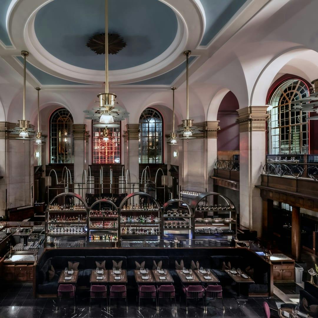 Exclusive hire event space at Lucky Cat, Manchester with elegant architecture and bar.