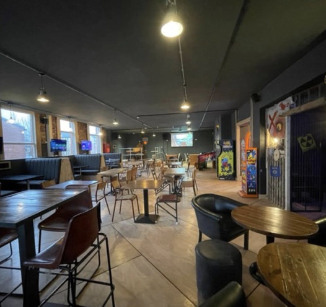 Versatile event space in 1 Up Didsbury, ideal for networking and casual gatherings.