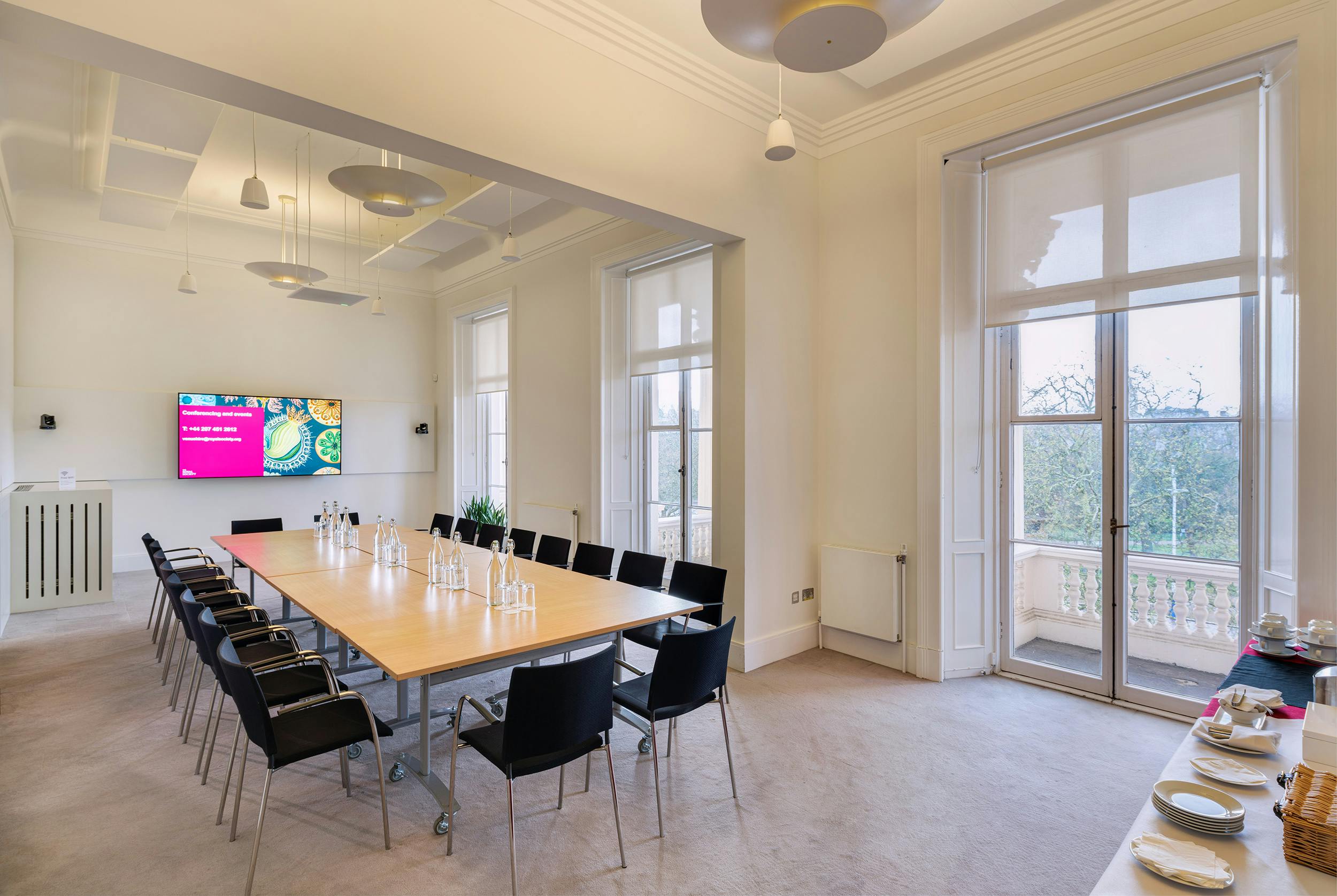 Wolfson Room Three at The Royal Society, modern meeting space for professional events.