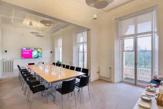 Wolfson Room Three at The Royal Society, ideal for meetings and workshops with natural light.