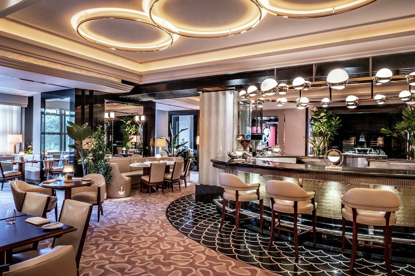 Elegant dining space at The River Restaurant for upscale events and private dinners.