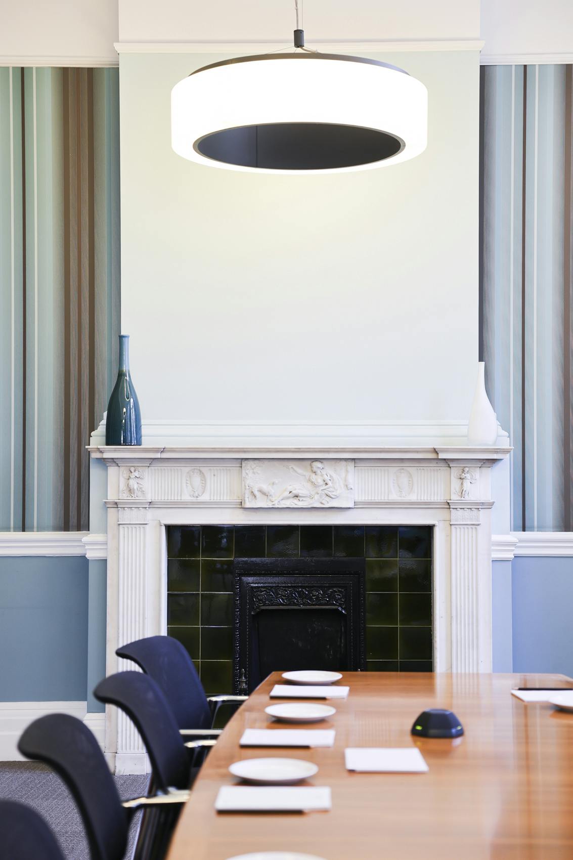 Elegant fireplace in Surveyors House, New York - perfect for meetings and events.
