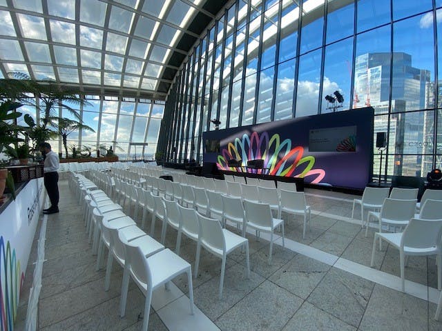 Sky Garden London event space with modern design, ideal for presentations and gatherings.