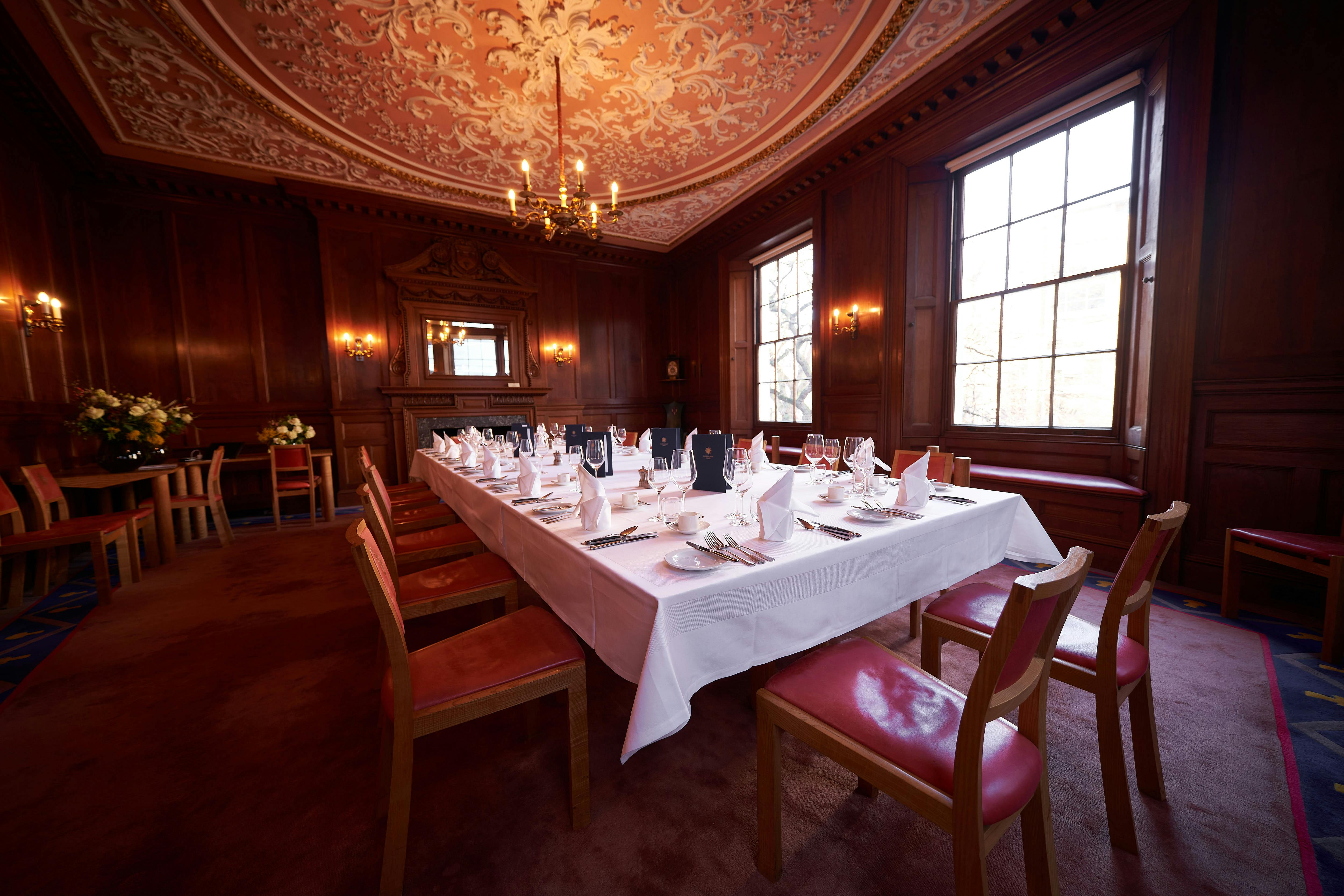 Elegant dining room in Innholders' Hall, perfect for upscale events and meetings.