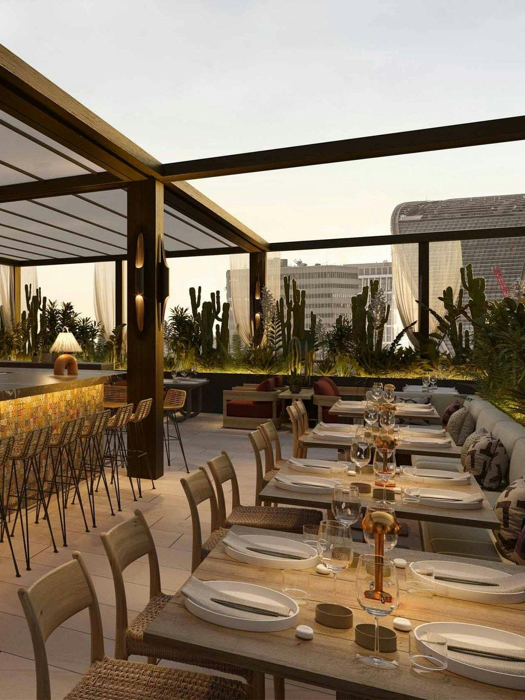 Stylish outdoor rooftop terrace in Los Mochis for upscale events and gatherings.