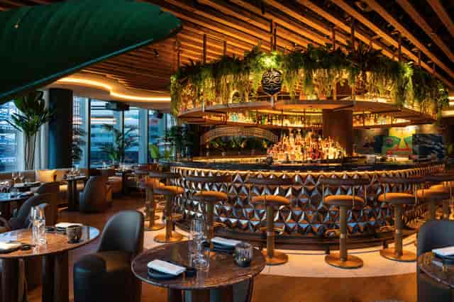 Agaveria Bar, Los Mochis: Biophilic design for upscale cocktail receptions and VIP networking.