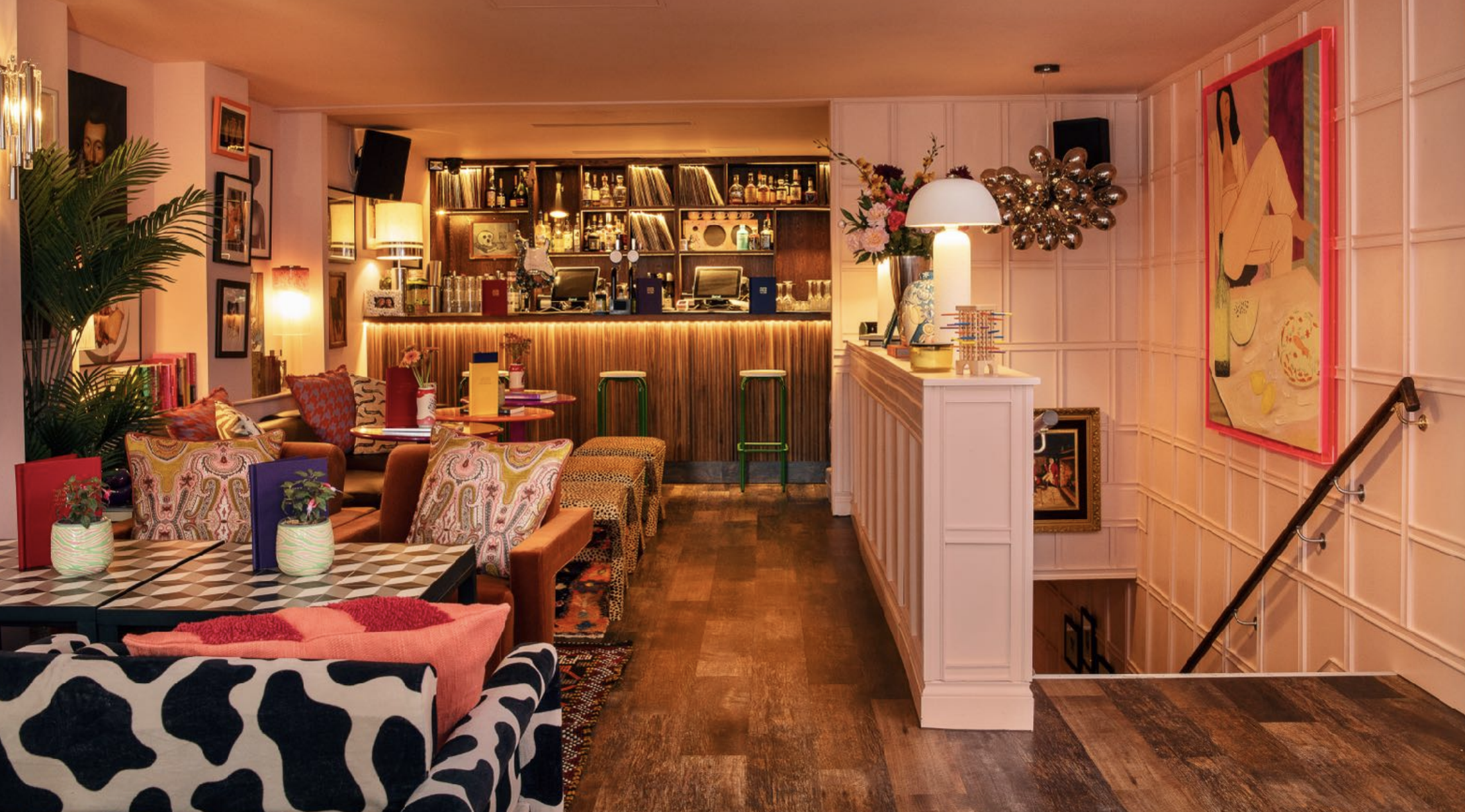 Stylish venue with warm lighting, perfect for intimate gatherings and cocktail receptions.