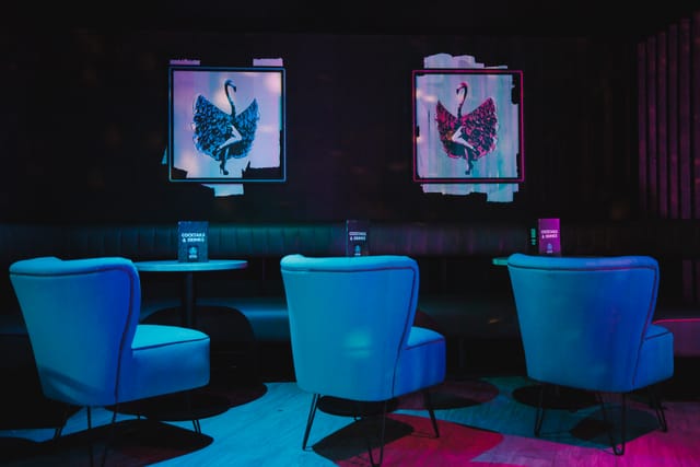 Stylish lounge for private hire events in Boom Battle Bar Manchester, perfect for networking.