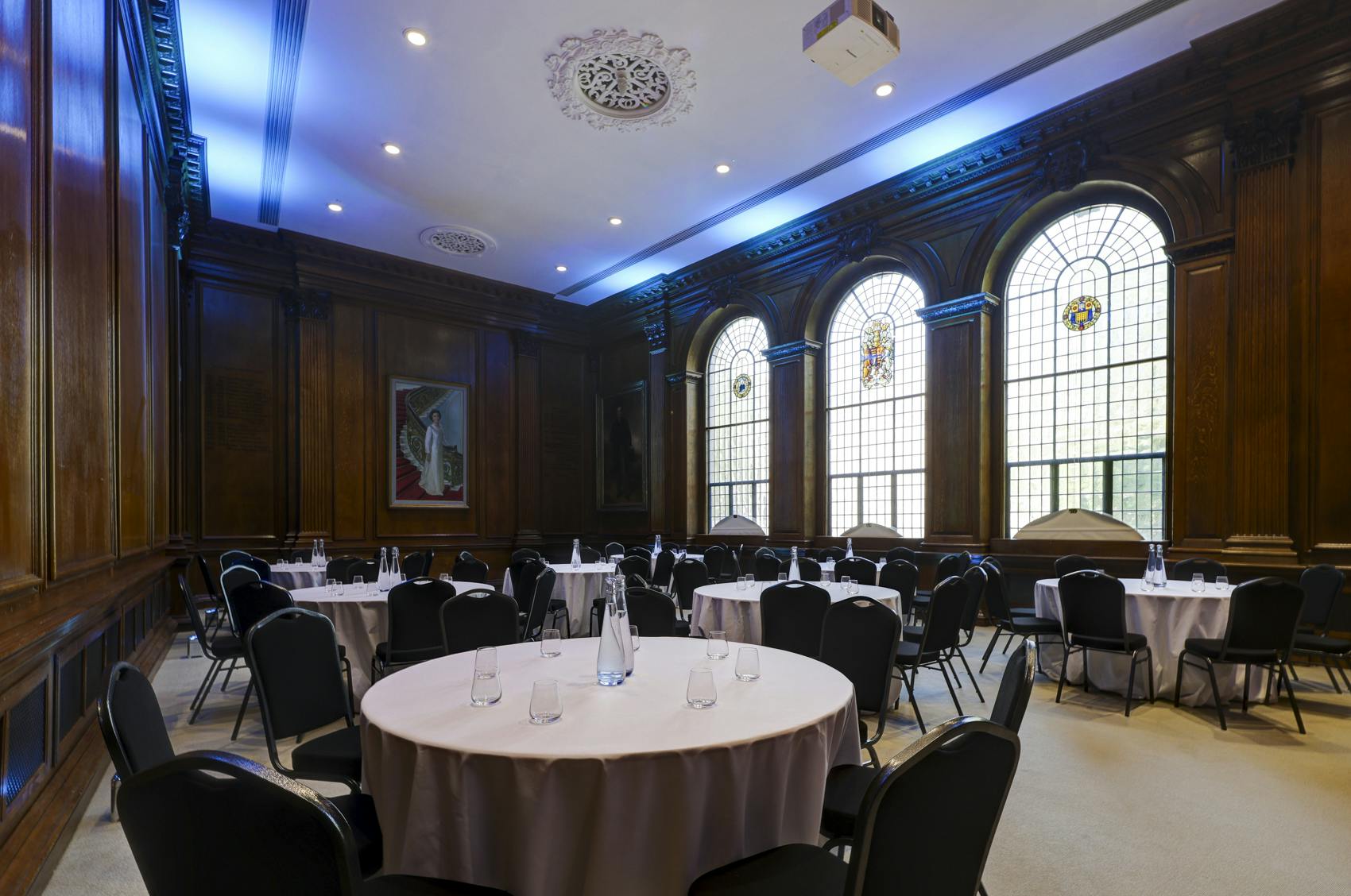 Lecture Hall in Surveyors House with elegant wood paneling, ideal for corporate events.