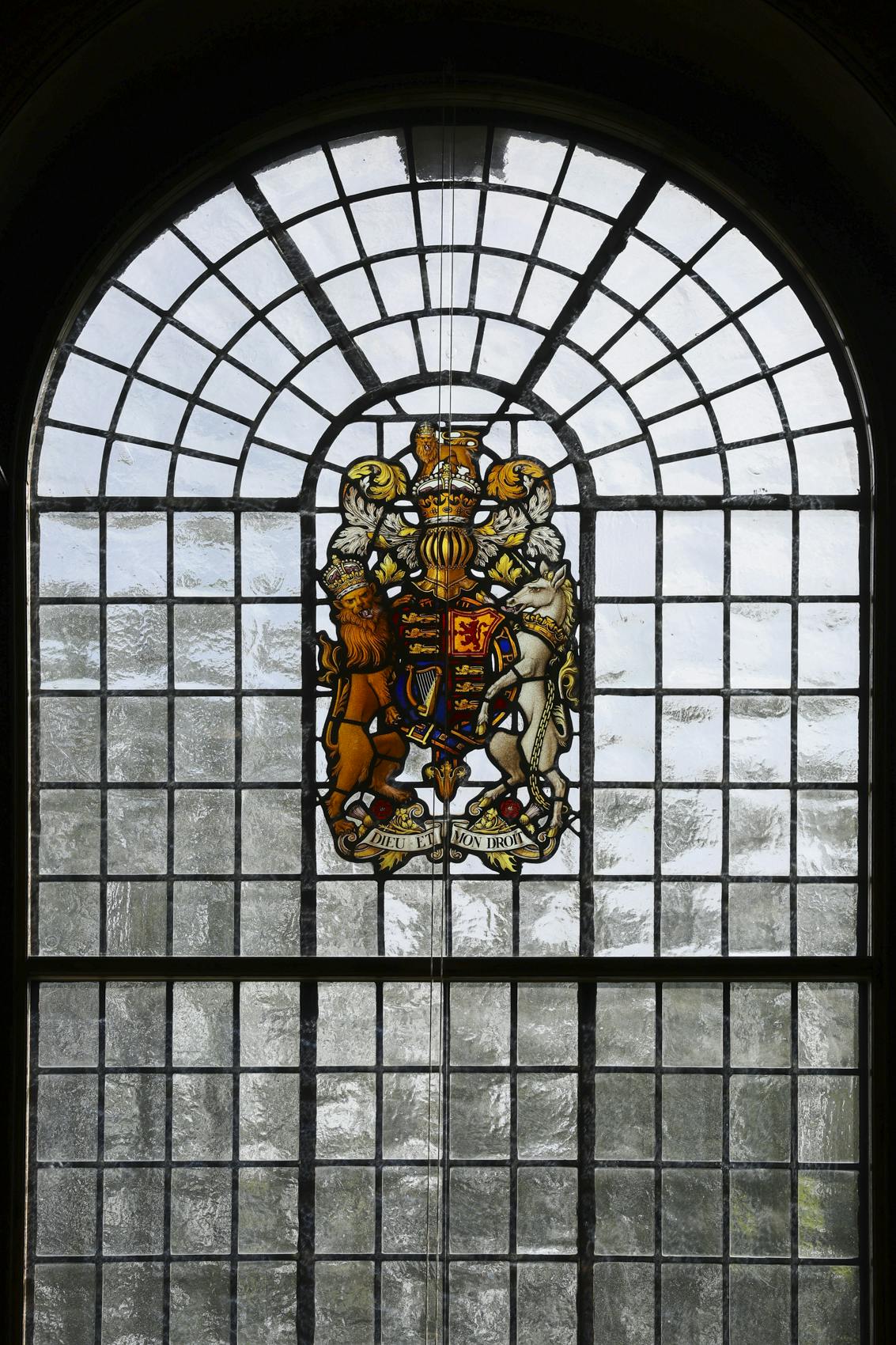 Stained glass window in Lecture Hall, Surveyors House, ideal for formal events.