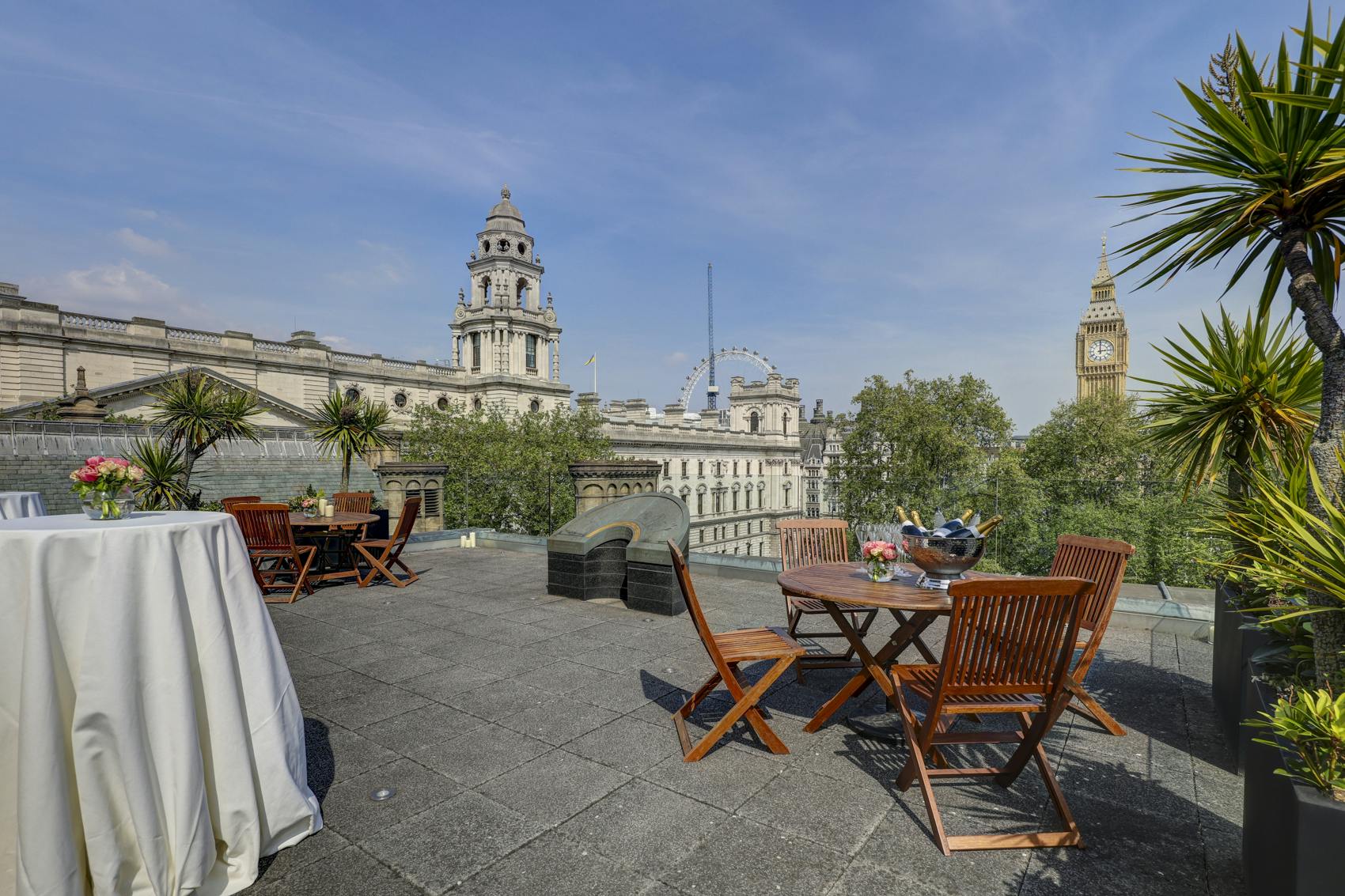 Rooftop terrace at Surveyors House with city views, ideal for upscale events and receptions.