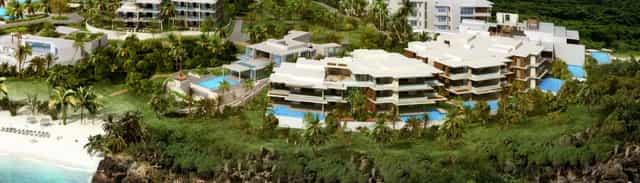 Luxurious resort beach with modern architecture for corporate retreats and events.