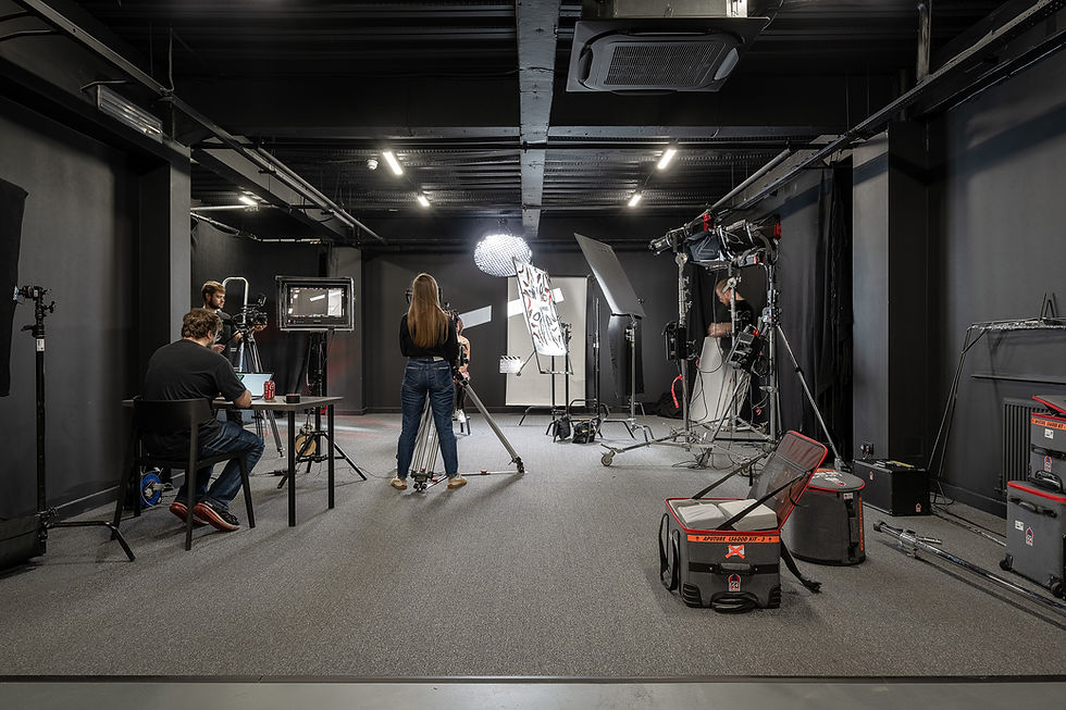 Professional video studio setup with cameras and lighting for virtual events in London. - Banner
