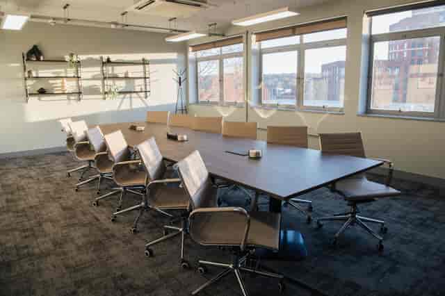 Bridge Suite boardroom at Wizu Workspace, 32 Eyre Street for collaborative business meetings.