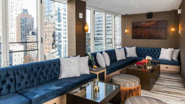Stylish lounge with plush seating, ideal for networking events and meetings.