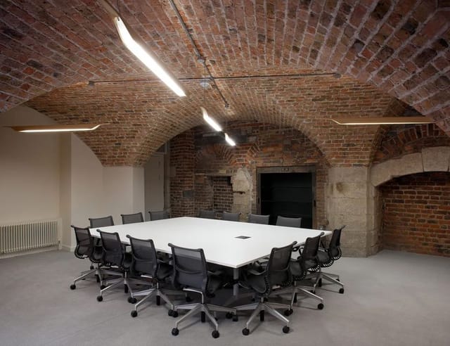 Modern meeting room with white table and ergonomic chairs in Stephen's Green Club.