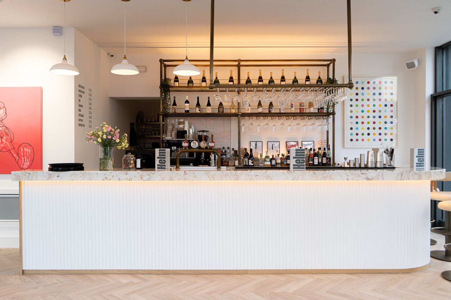 Modern bar area in Helm Gallery, perfect for networking events and cocktail receptions. - Banner