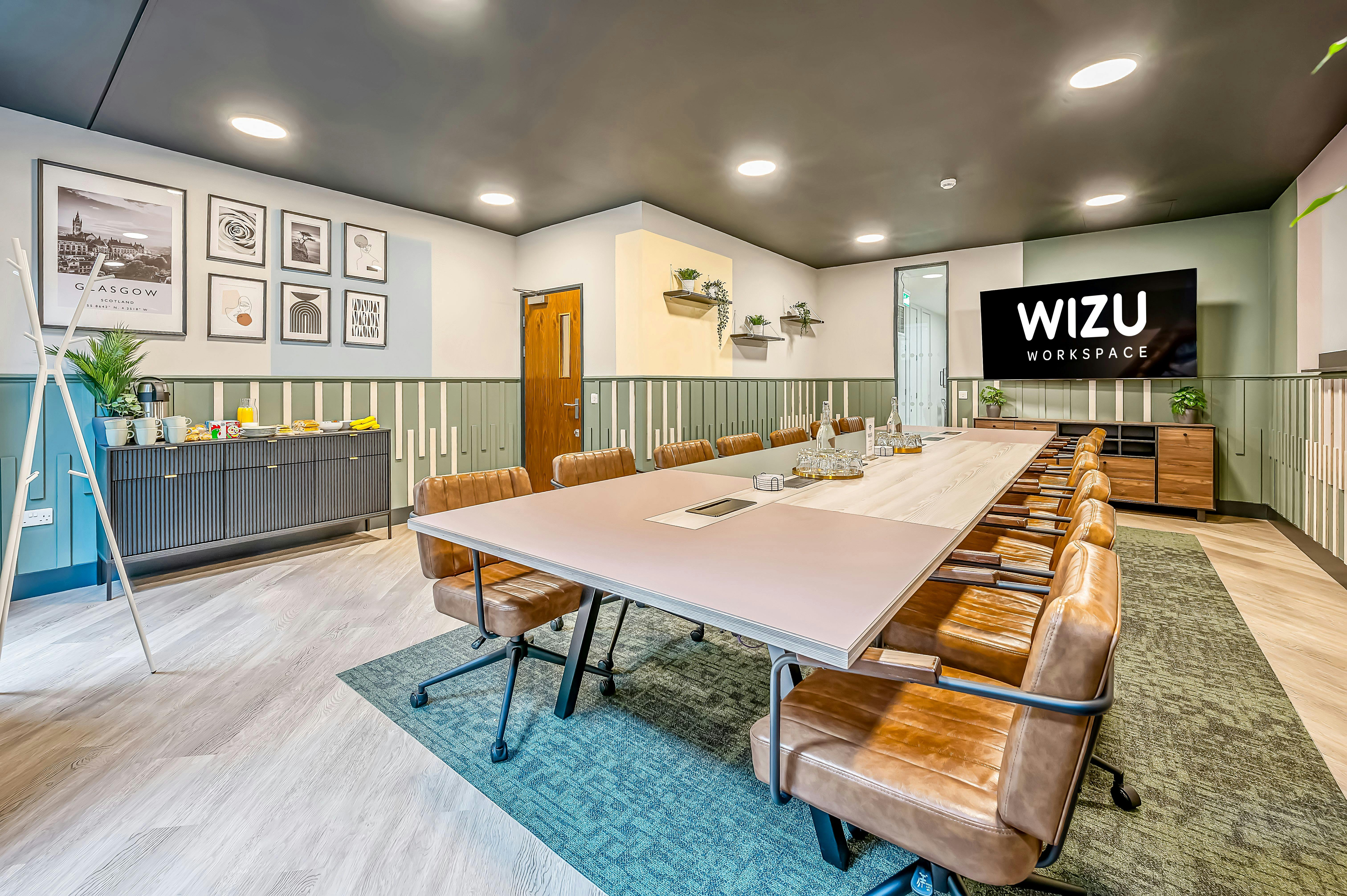 Modern meeting room in Wizu Workspace, ideal for professional events and collaboration.