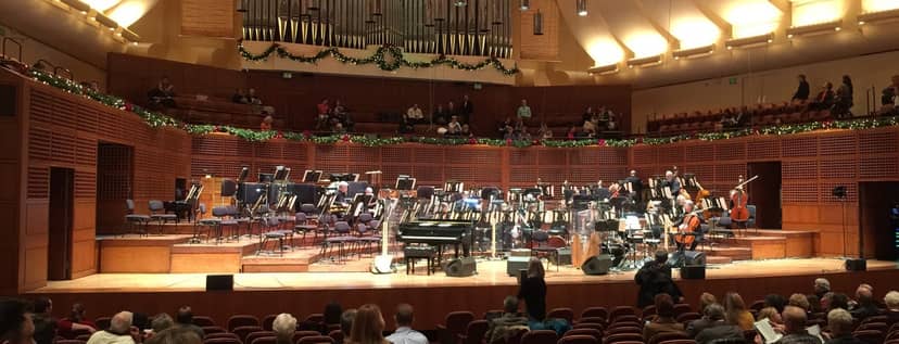 San Francisco Community Music Center auditorium set for a festive concert event.