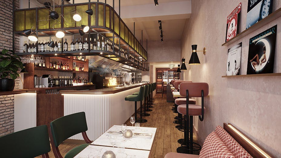 Stylish Green Room in Caia London, ideal for intimate networking events and cocktail receptions.