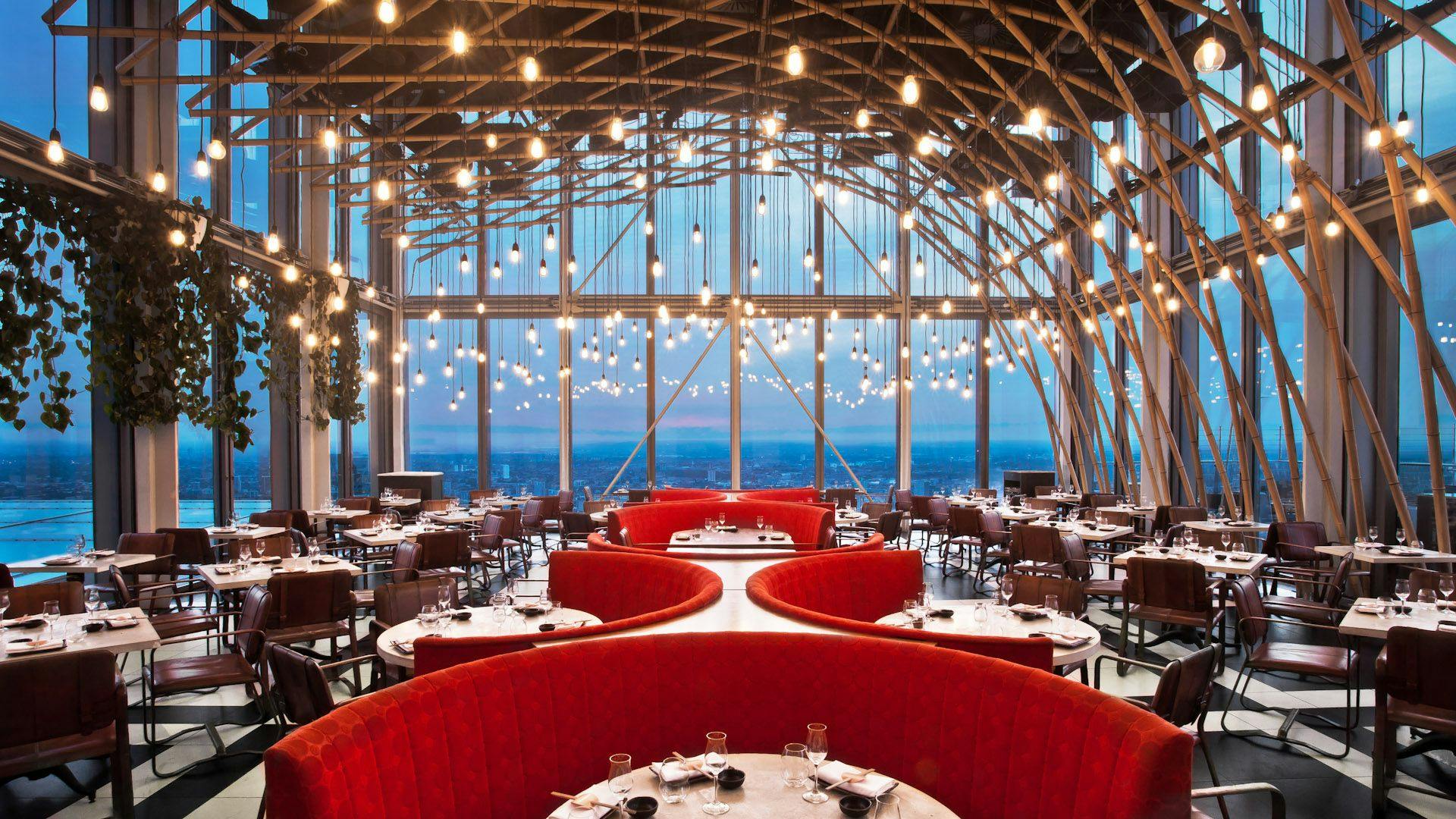 SUSHI SAMBA event space with modern design and stunning views, perfect for receptions.