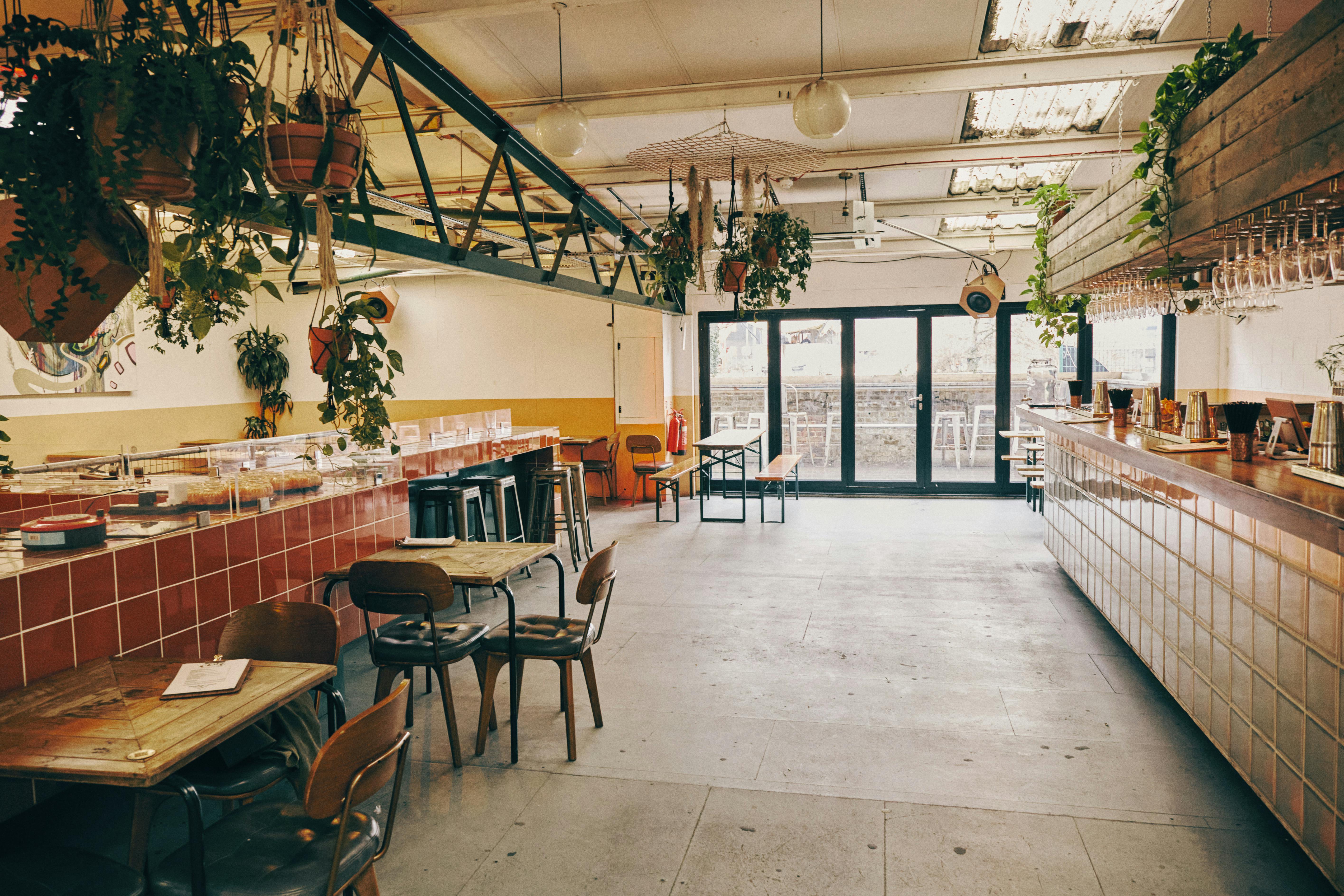 Hackney Wick Hangout event space with natural light, ideal for casual meetings and workshops.