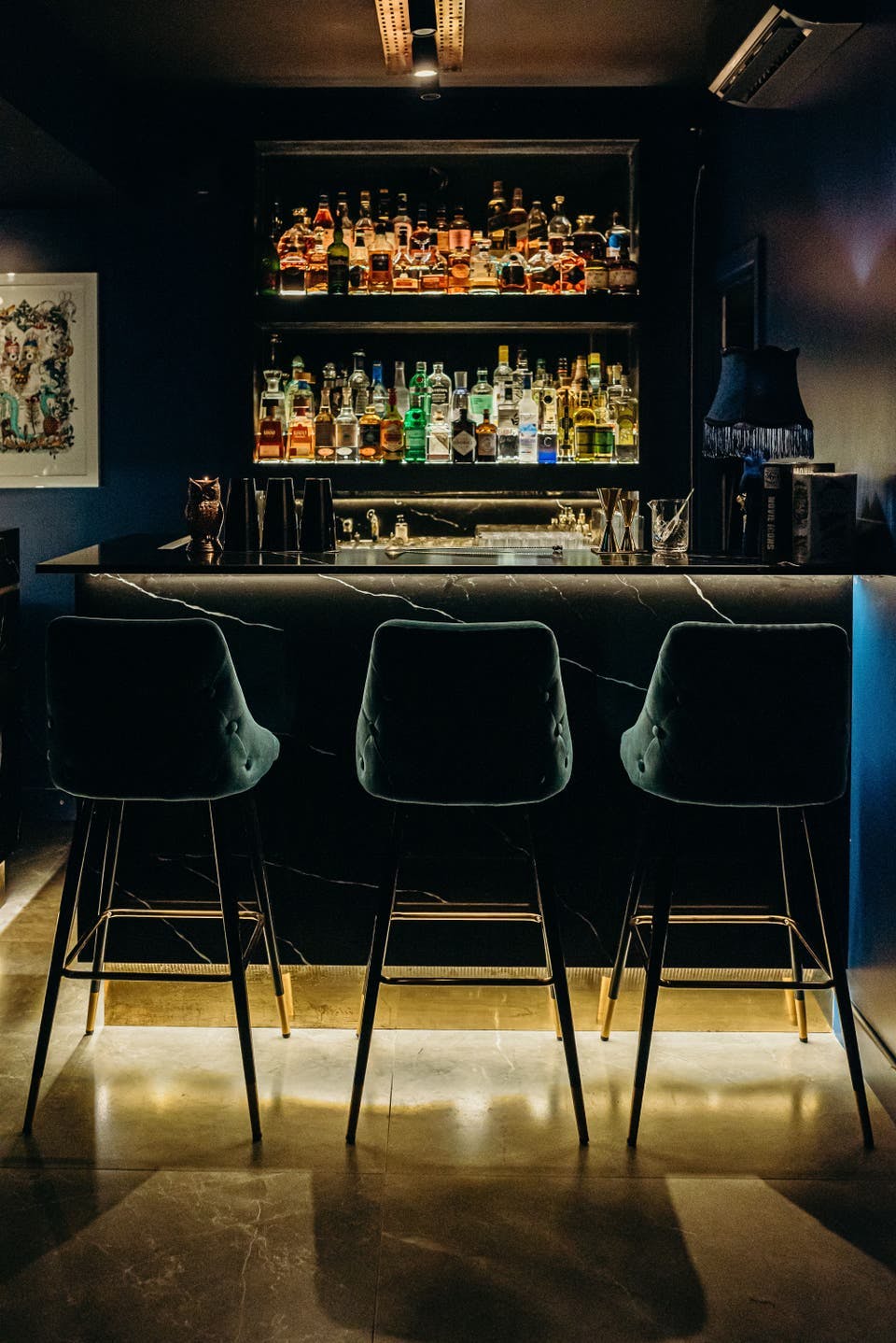 Sleek bar setup at Hux Hotel, perfect for networking events and cocktail receptions.